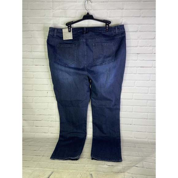 NEW 12 Thompson High Waisted Denim Jeans Dark Wash Stretch Womens Plus Size 22W - Picture 2 of 9